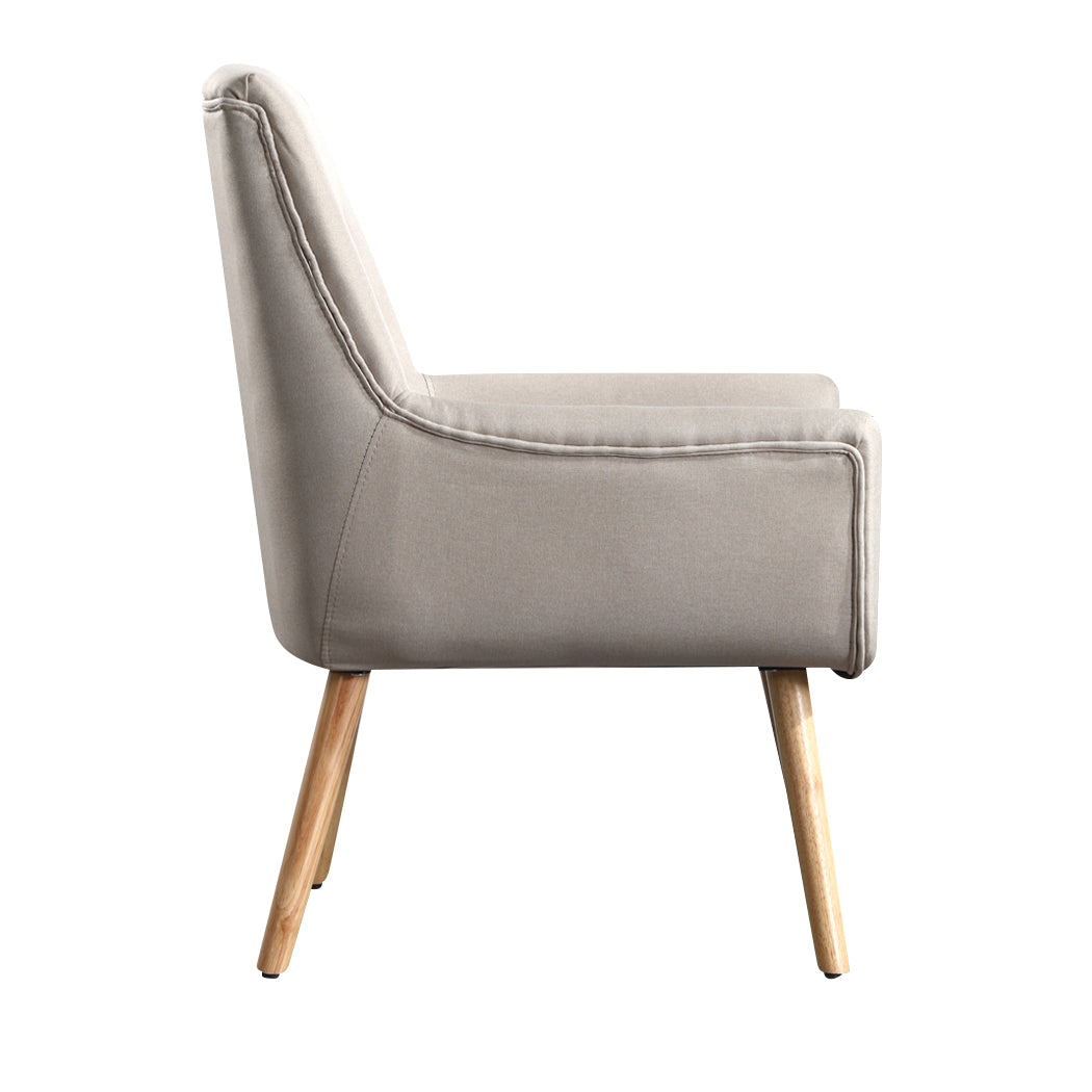 2x Upholstered Fabric Dining Chair-Beige