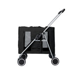 4 Wheels Pushchair Foldable Pet Stroller - Black