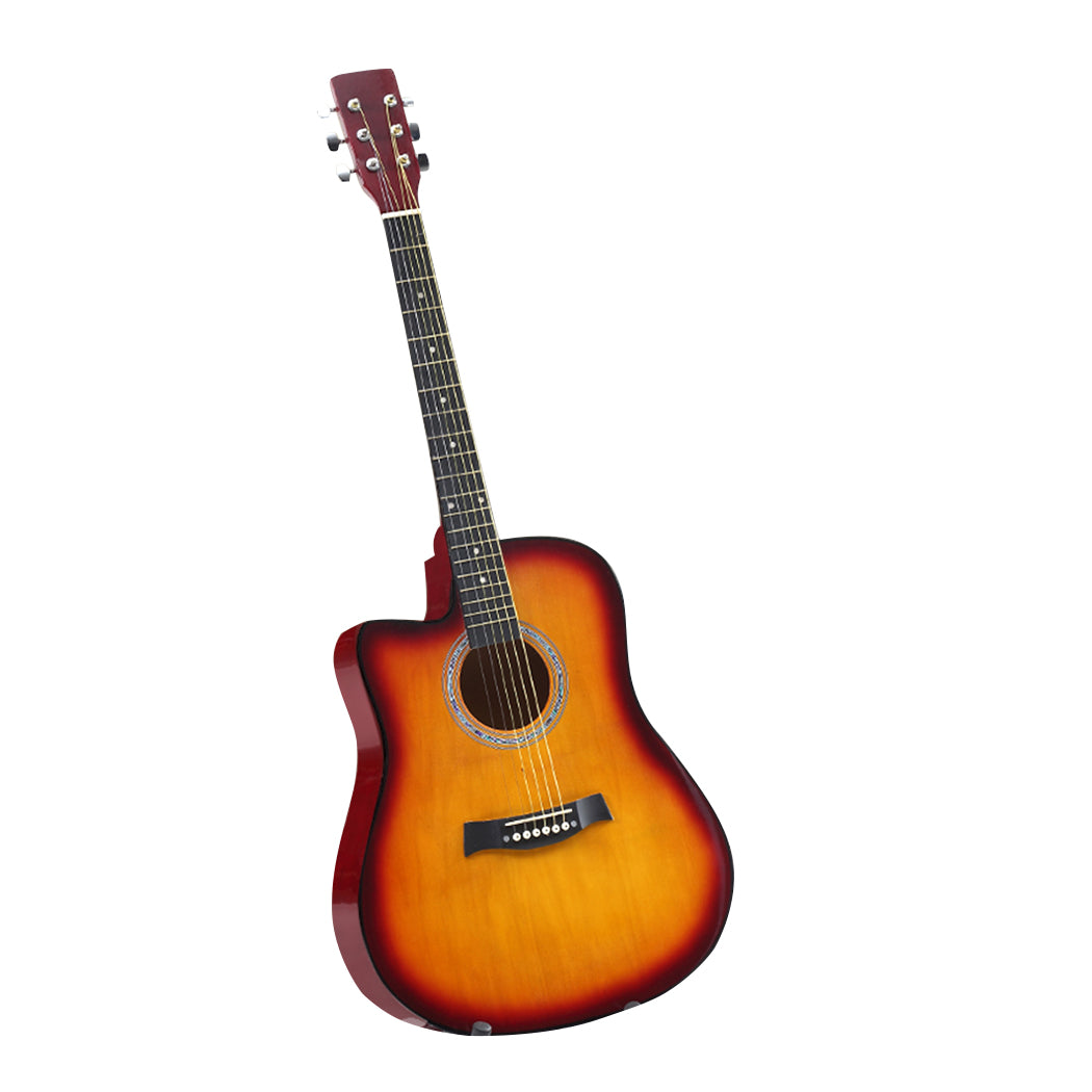 Sleek lacquer finish 41 Inch Wooden Folk Acoustic Guitar
