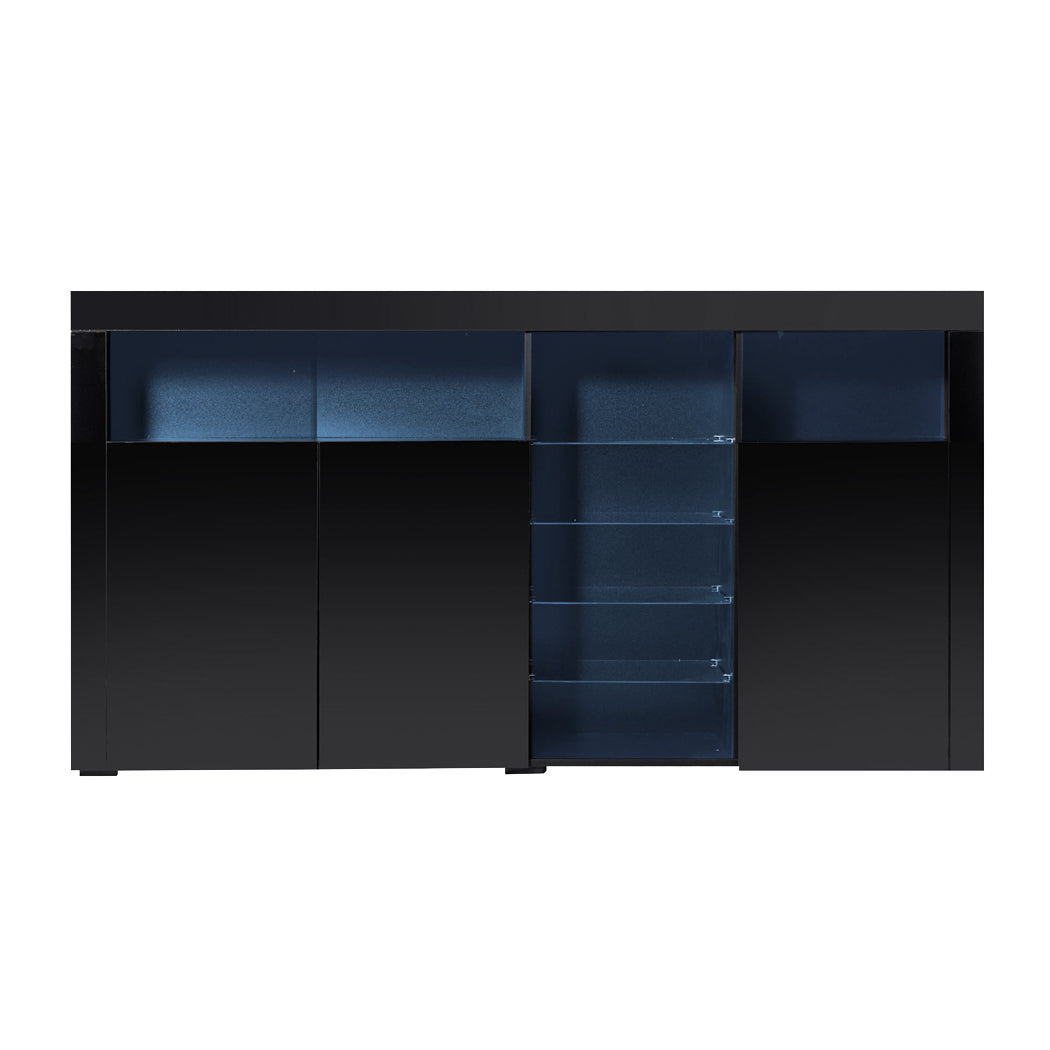 Buffet Sideboard Storage Modern High Gloss Cabinet Cupboard Black