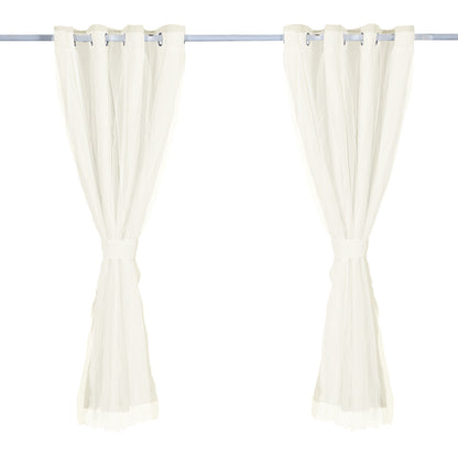 2x Blockout Curtains Panels 3 Layers with Gauze Room Darkening 140x244cm Sand