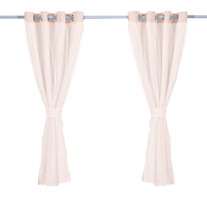 2x Blockout Curtains Panels 3 Layers with Gauze Room Darkening 140x230cm Rose
