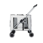 4 Wheels Pushchair Foldable Pet Stroller - Grey
