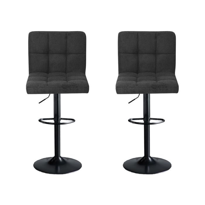 2x Kitchen Bar Stools Gas Lift Chairs 360Â° Swivel Steel Grey