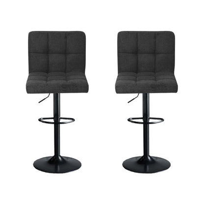 2x Kitchen Bar Stools Gas Lift Chairs 360Â° Swivel Steel Grey