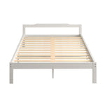 Solid Timber Pine Wood Bed Frame Queen -White