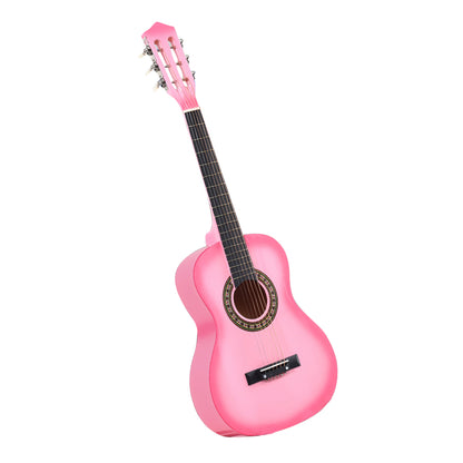 Solid Eco-Rosewood 34 Inch Wooden Folk Acoustic Guitar-Pink
