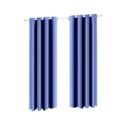 2x Blockout Curtain 3 Layers Eyelet Fabric Room Darkening 140x213cm Navy blue