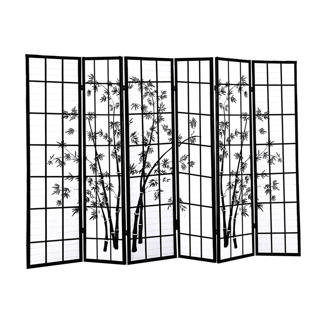 6 Panel Free Standing Foldable  Room Divider Privacy Screen Bamboo Print