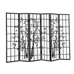 6 Panel Free Standing Foldable  Room Divider Privacy Screen Bamboo Print