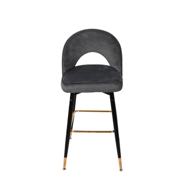 2x Kitchen Stool Chairs Velvet Swivel Luxury Barstools Grey