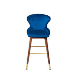 2x  Kitchen Stool Chairs Velvet Swivel Luxury Barstools Blue