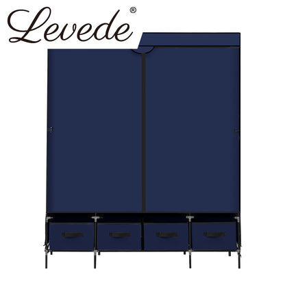 4 Drawer Portable Wardrobe Navy Blue 
