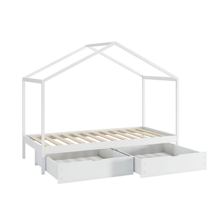 Bed Frame Wooden Single Timber House Mattress Base Storage Drawers