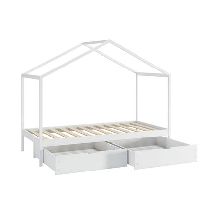 Bed Frame Wooden Single Timber House Mattress Base Storage Drawers