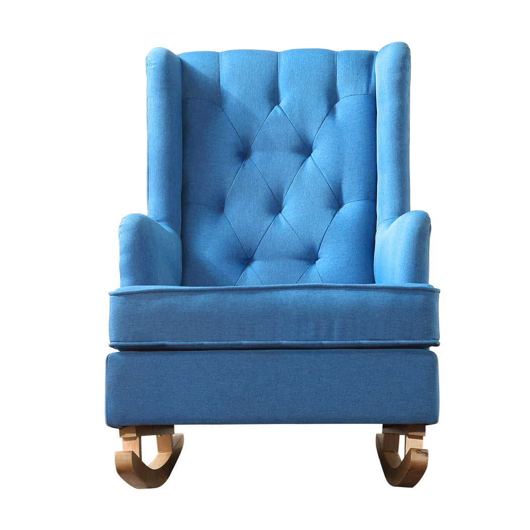 Rocking Chair Chairs Armchair Fabric Lounge Recliner Feeding Rocker Blue
