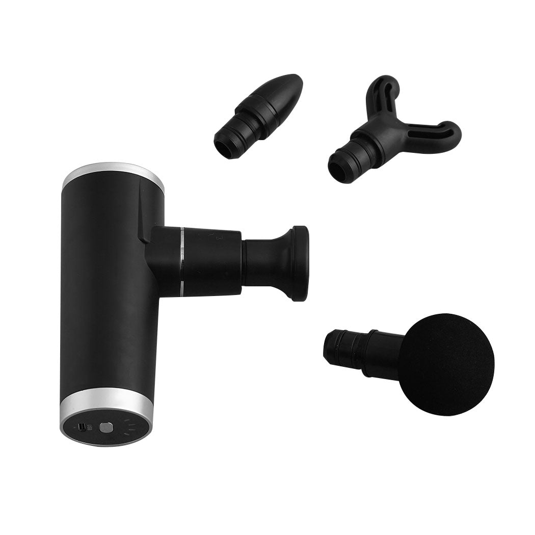 Mini Massage Gun Massager 4 Head USB Charcoal 

