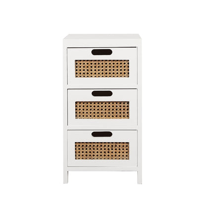 Bedside Tables Drawers Side Table Paulownia Wood Storage Cabinet White