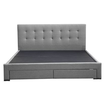 Bed Frame Queen Fabric With Drawers Grey