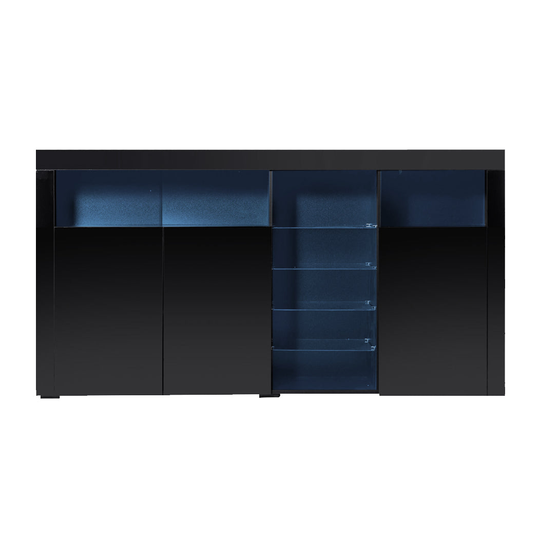 Buffet Sideboard Cabinet Storage Modern High Gloss Cupboard Black