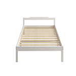 Solid Timber Pine Wood Bed Frame Single-White