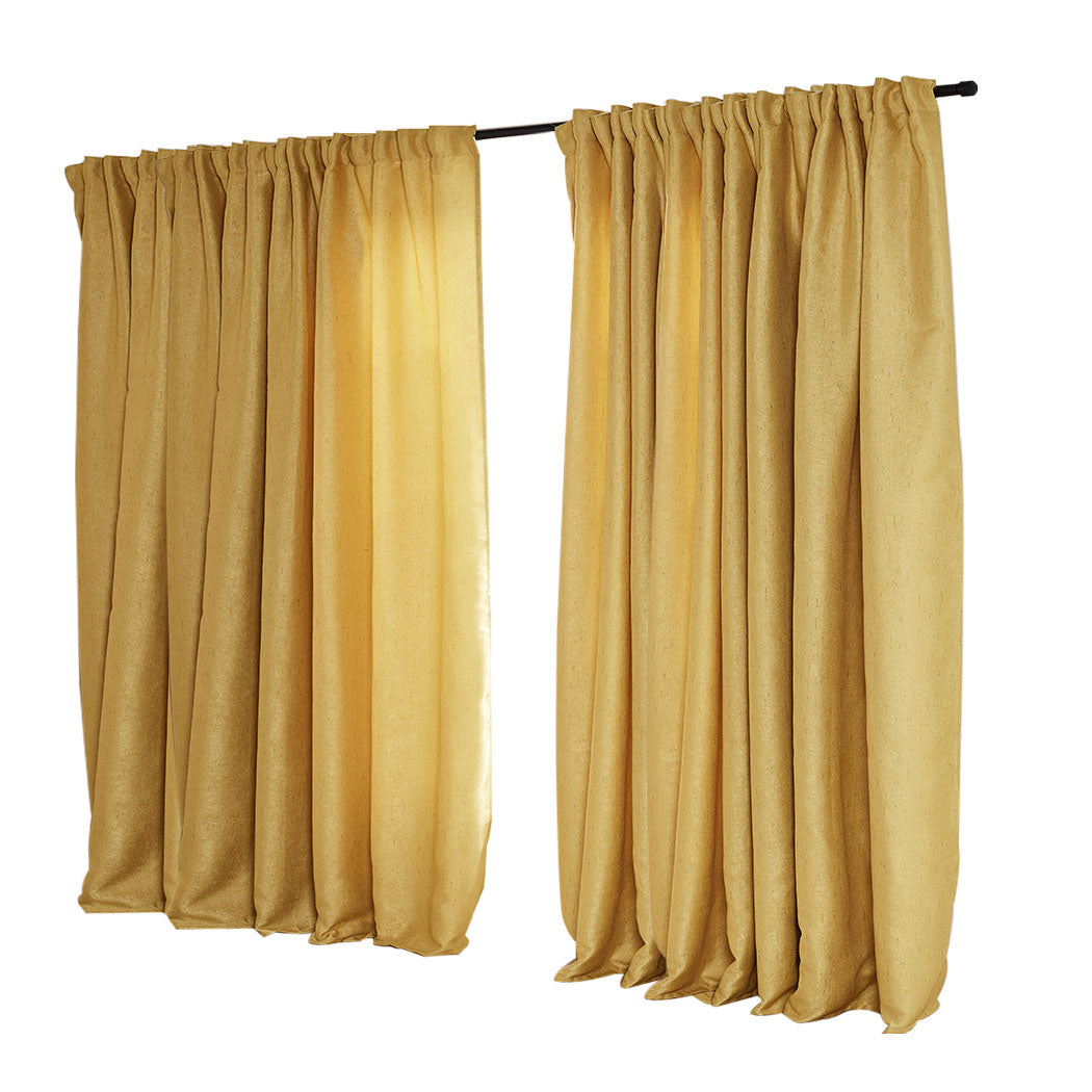 2X Blockout Premium quality Curtains Mustard 240CM x 230CM 

