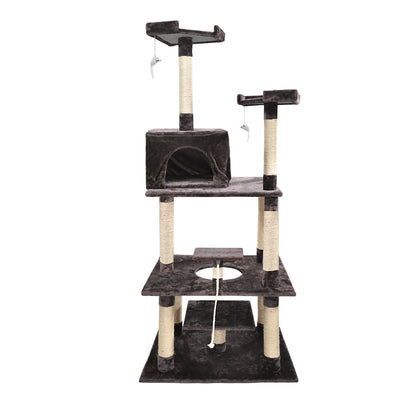 1.98M Cat Scratching Post Tree Dark Brown