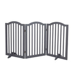Wooden Pet Gate Dog Fence Safety Stair Barrier Security Door 3 Panels Grey