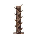 8-Tier Wooden Tree Bookcase Storage Bookshelf-Brown