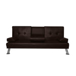 Adjustable 3 Seater Sofa Bed Lounge - Brown
