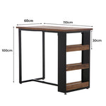 High Bar Table Industrial Pub Table With 3-Tier Storage Shelf Solid Wood