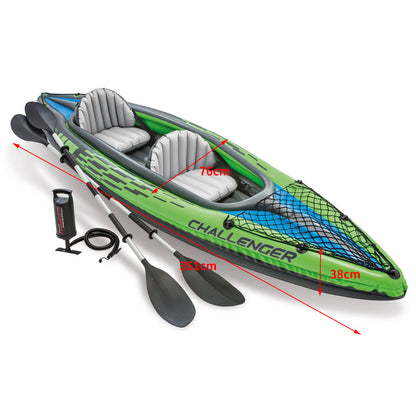 Kayak Boat Inflatable K2 Sports Challenger 2 Seat Floating Oars River Lake