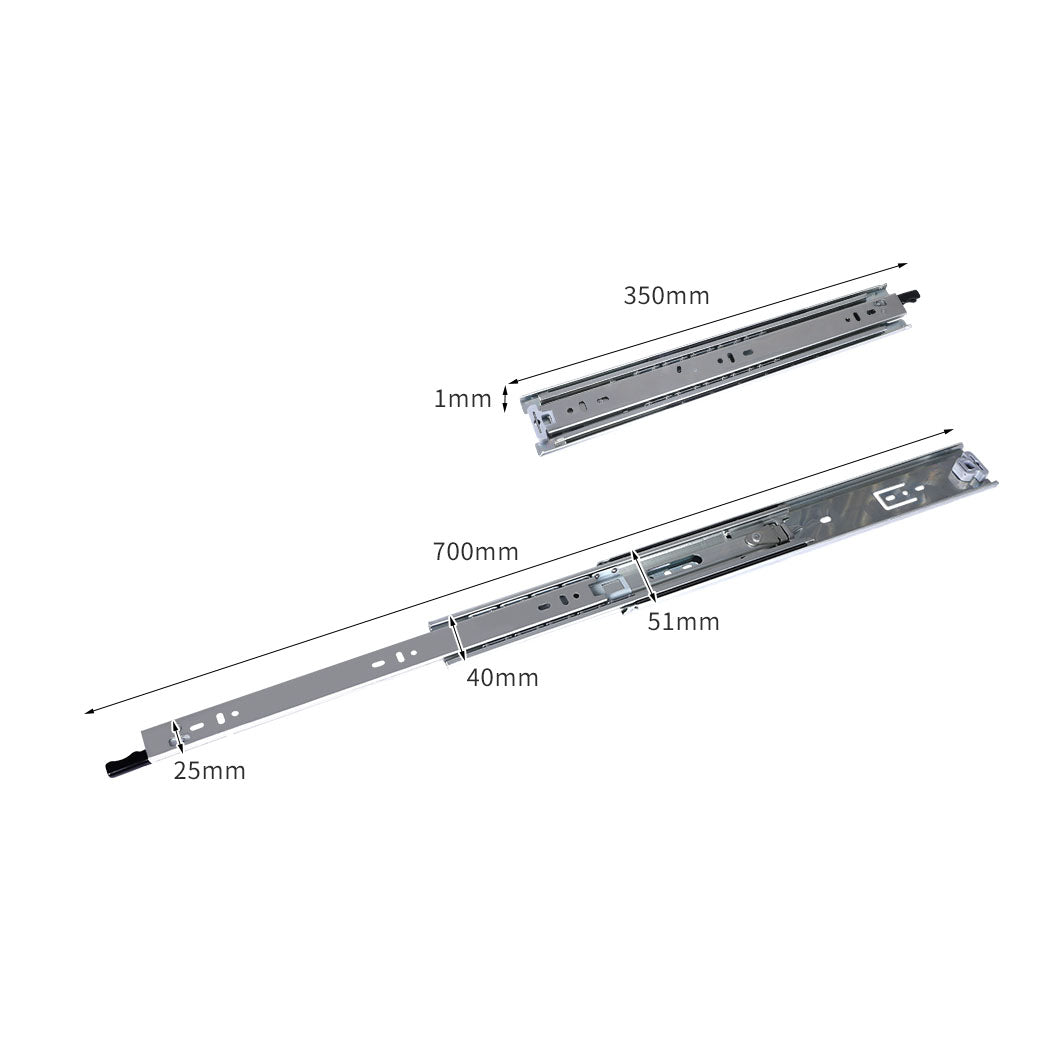 Drawer Slides Bearing Pair 75KG 14"