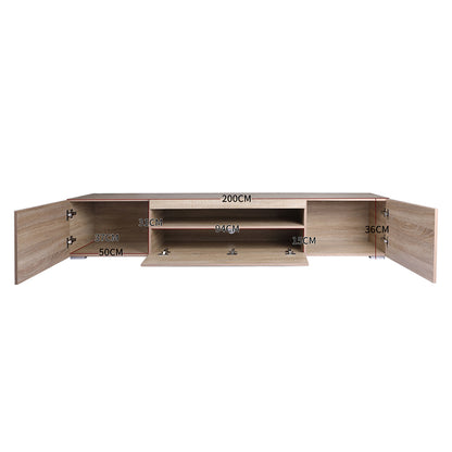 Entertainment Unit Stand RGB LED Furniture Wooden Shelf 200cm 
