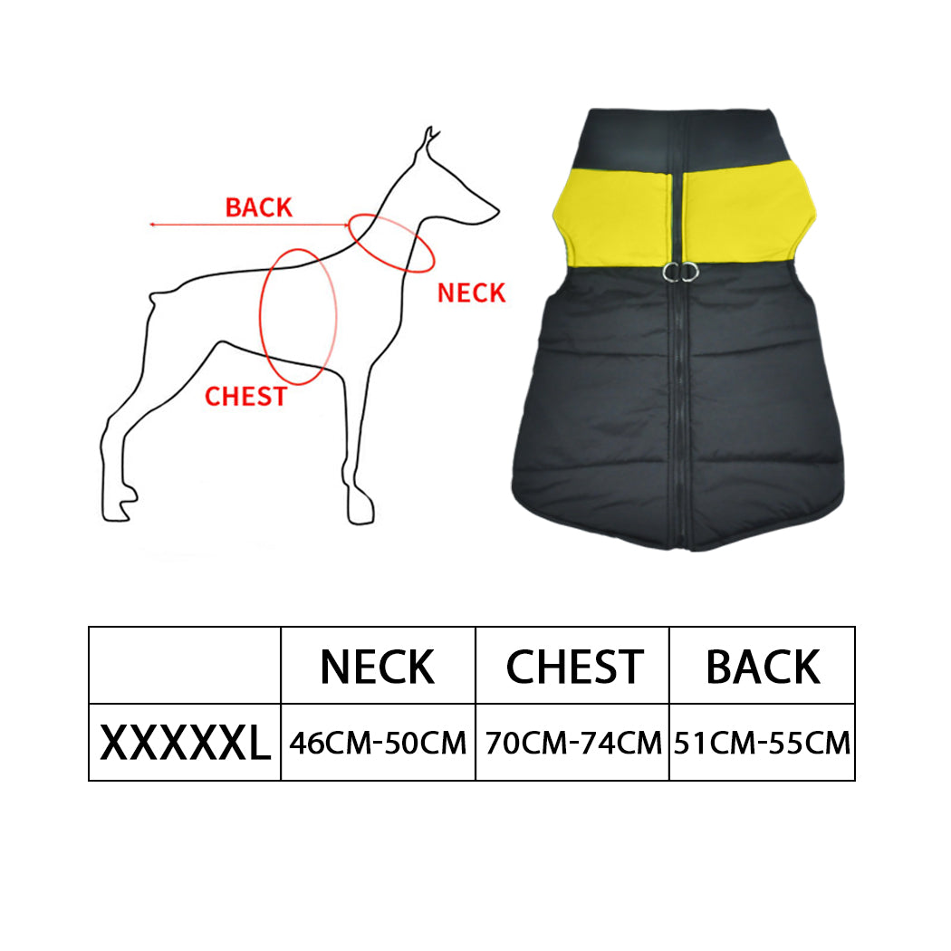 PaWz PaWz Dog Winter Jacket Padded Pet Clothes Windbreaker Vest Coat 5XL Yellow