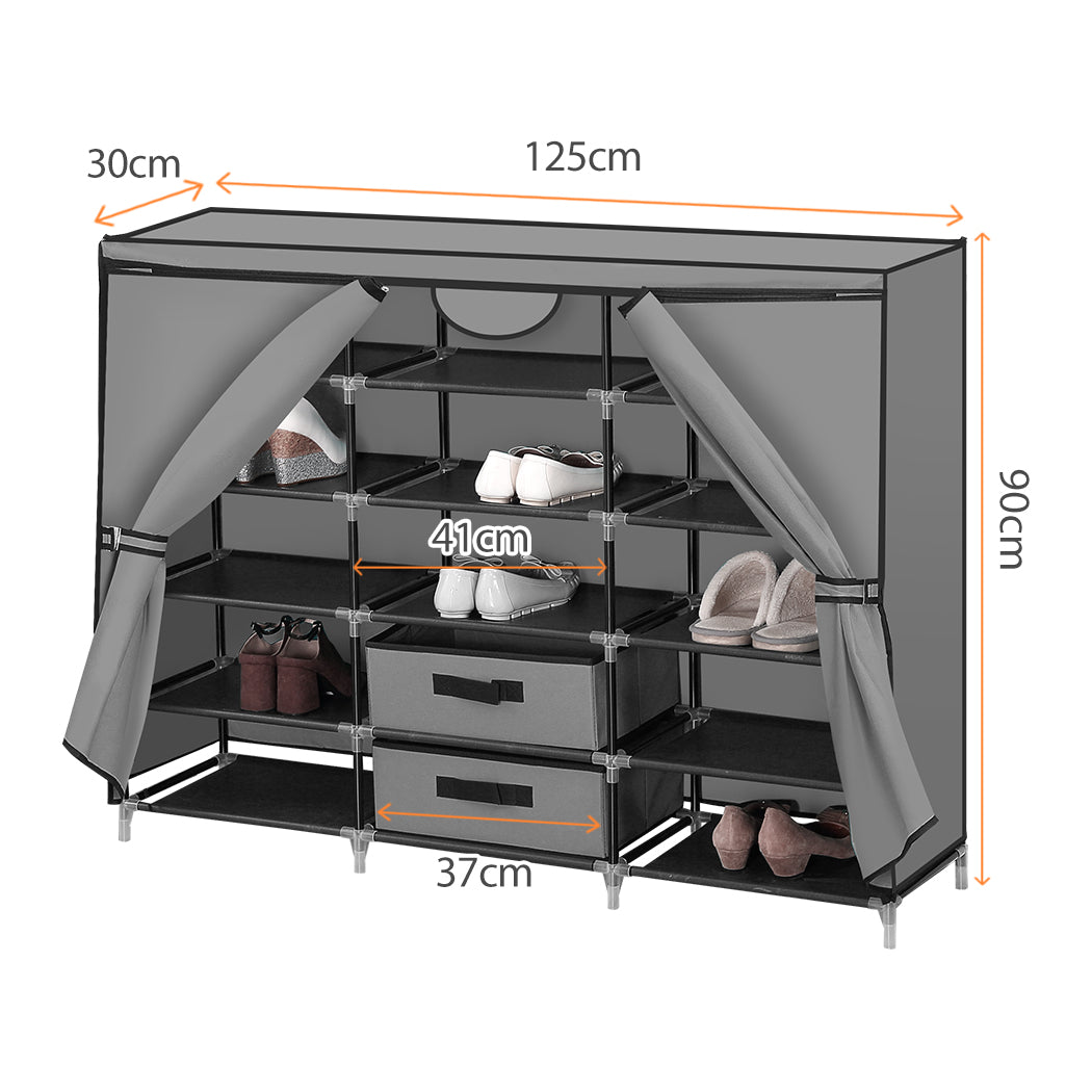 Shoe Rack DIY Portable Storage Cabinet Organiser Stackable Shelf Organizer Grey