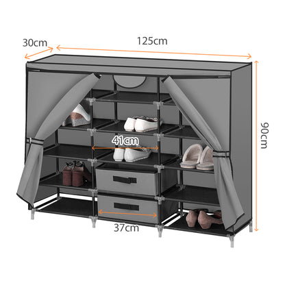 Shoe Rack DIY Portable Storage Cabinet Organiser Stackable Shelf Organizer Grey