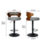 1x Bar Stools Grey Kitchen Gas Lift Wooden Beech Stool Chair Swivel Barstools