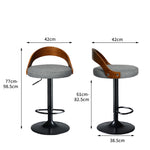 1x Bar Stools Kitchen Gas Lift Wooden Beech Stool Chair Swivel Barstools Grey