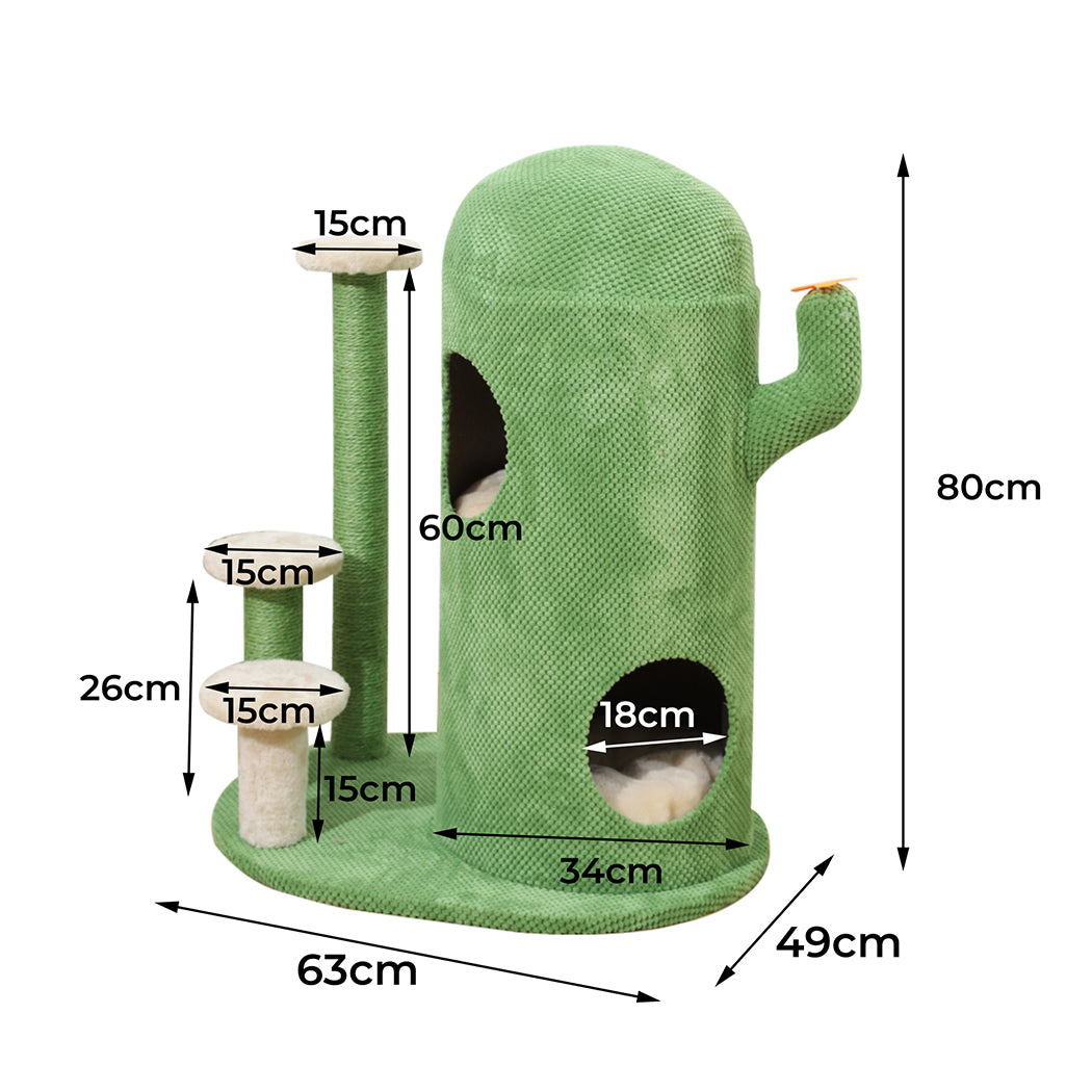 Cat Tree Tower Play Pet Activity Kitty Bed-Green
