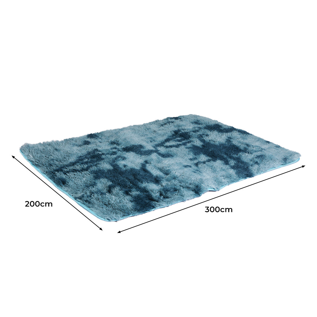 Floor Rug Shaggy Rugs Soft Large Carpet Area Tie-dyed 200x300cm Blue