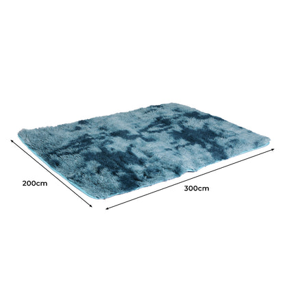 Floor Rug Shaggy Rugs Soft Large Carpet Area Tie-dyed 200x300cm Blue