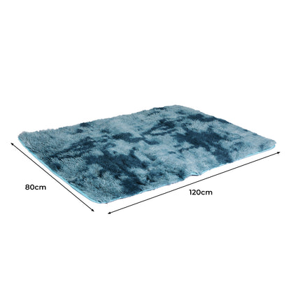 Floor Rug Shaggy Rugs Soft Large Carpet Area Tie-dyed 80x120cm Blue
