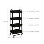 4 Tiers Kitchen Trolley Cart Steel Storage Rack Shelf Organiser Black