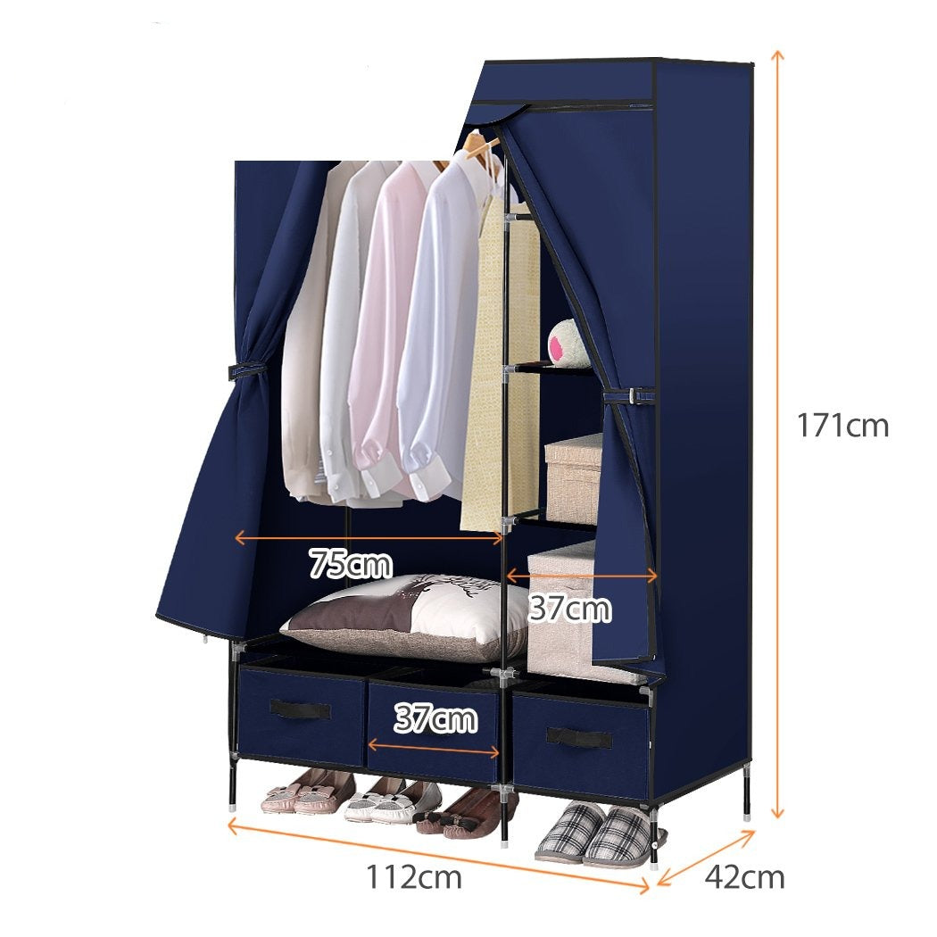 Portable Clothes Organiser Wardrobe Navy Blue 
