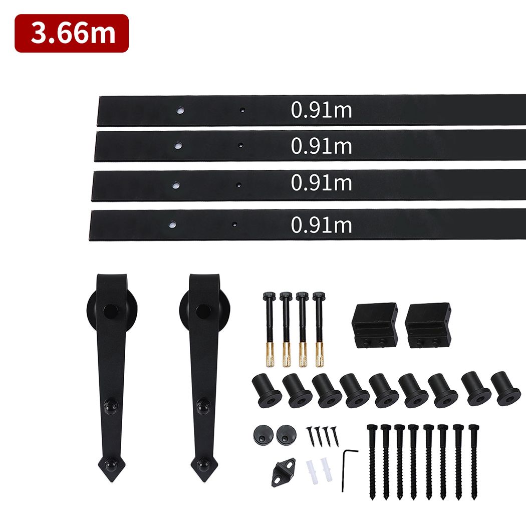 Sliding Barn Wood Door Hardware Kit Carbon Steel Single