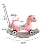 Kids 4-in-1 Rocking Horse Toddler Baby Horses Ride On Toy Rocker Pink