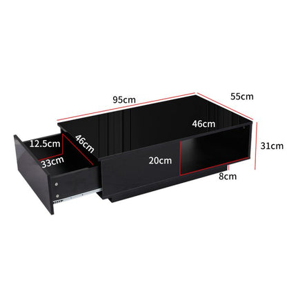 Ultra-stylish High Gloss Storage Drawer LED coffee table White/Black