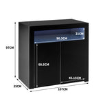 Buffet Sideboard Storage Cabinet Modern High Gloss Furniture LED Black