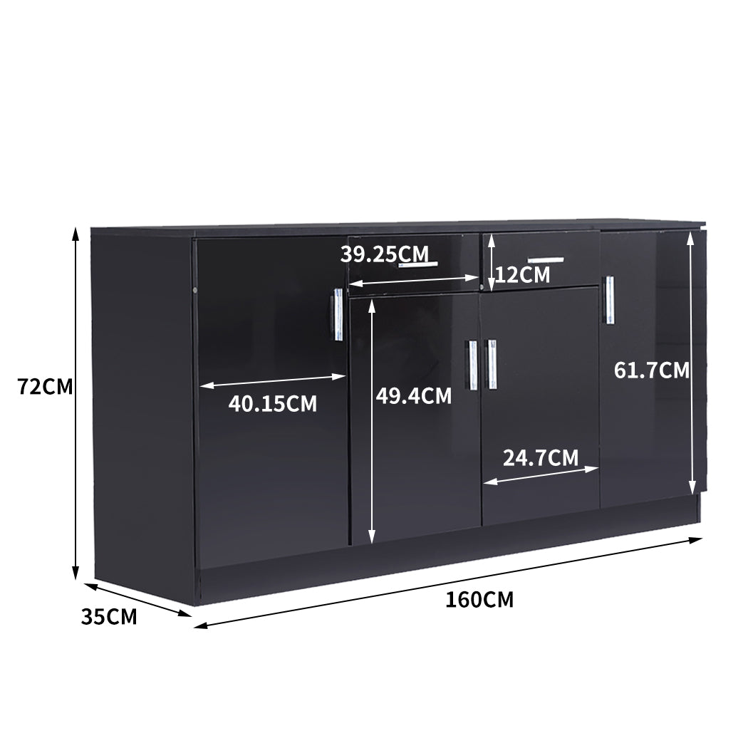 High Gloss Sideboard Storage Cabinet Black